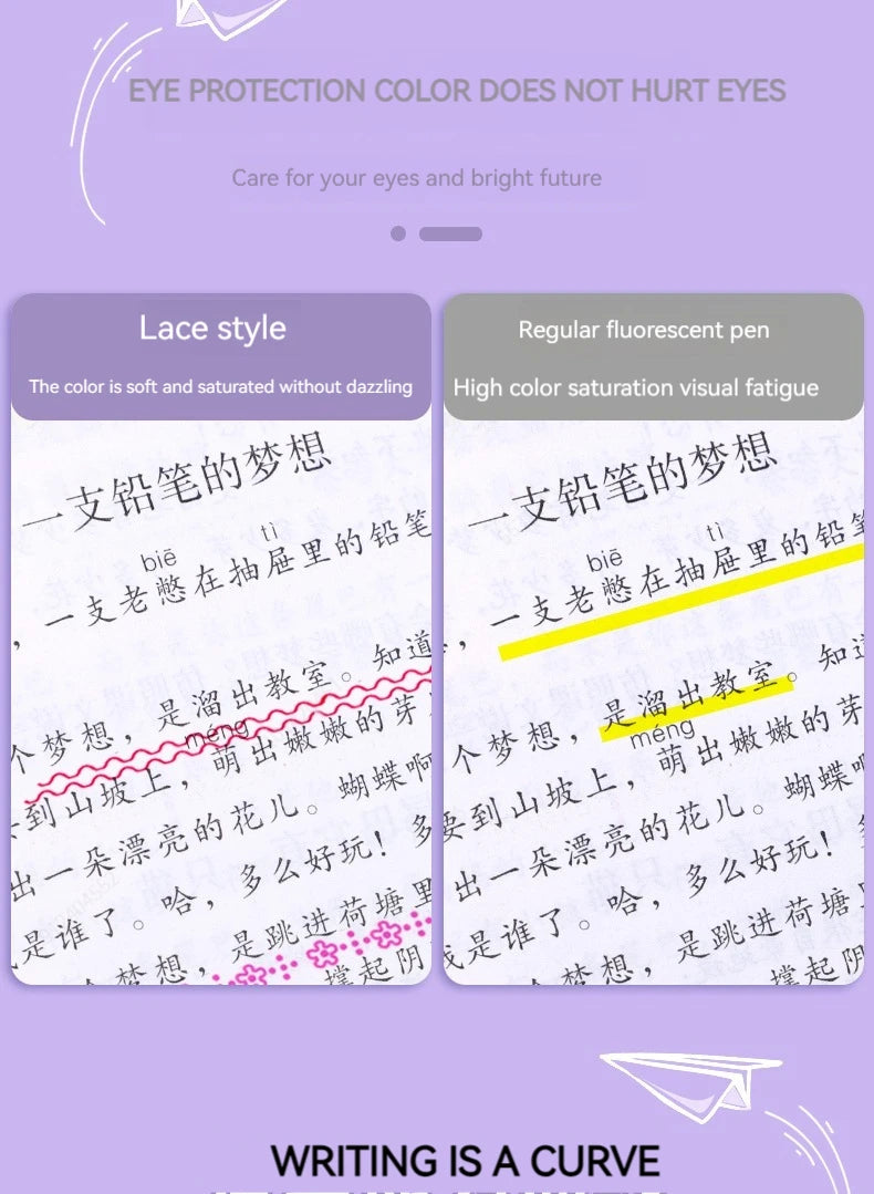 Flower Line Shape Highlighter Pen Roller Tip Curve Liner Marker.