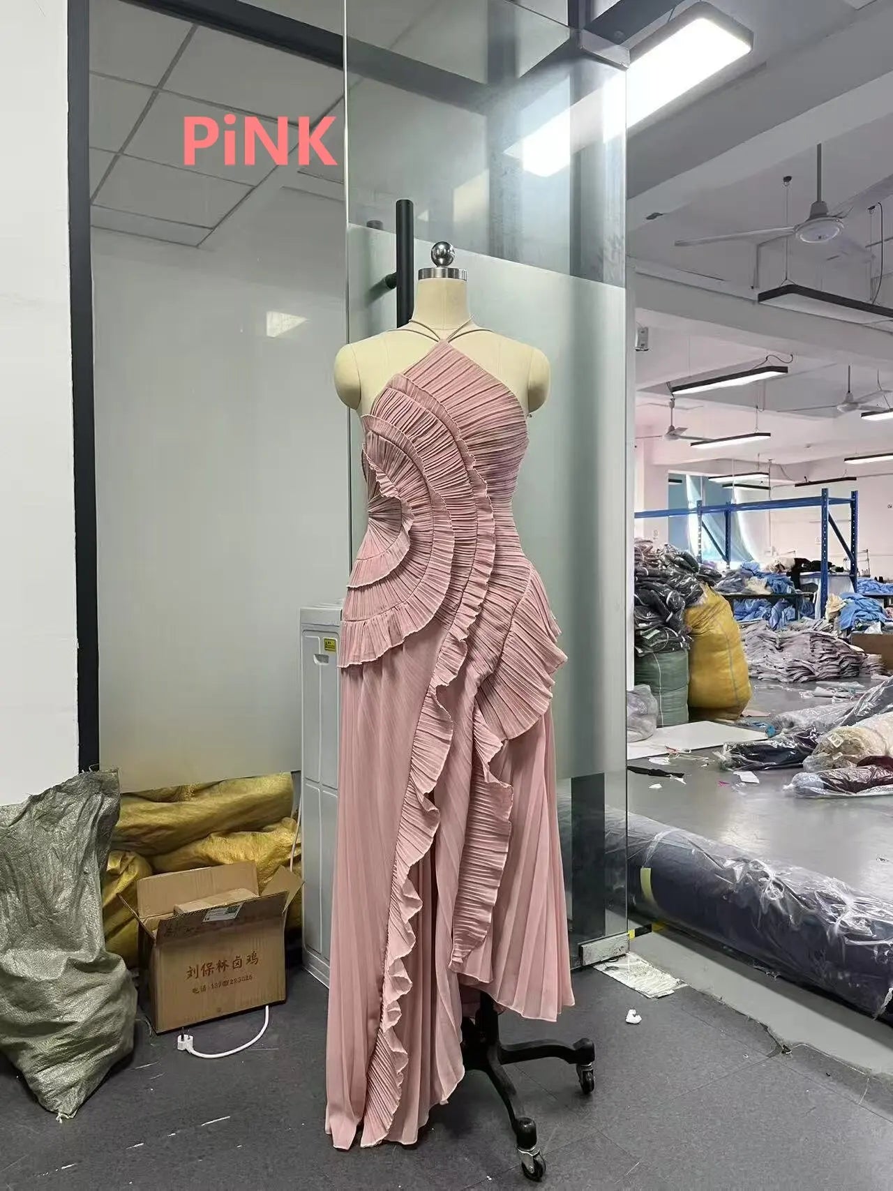 Elegant Purple Halter A Line Prom Gowns Ruffles Tiered Backless.