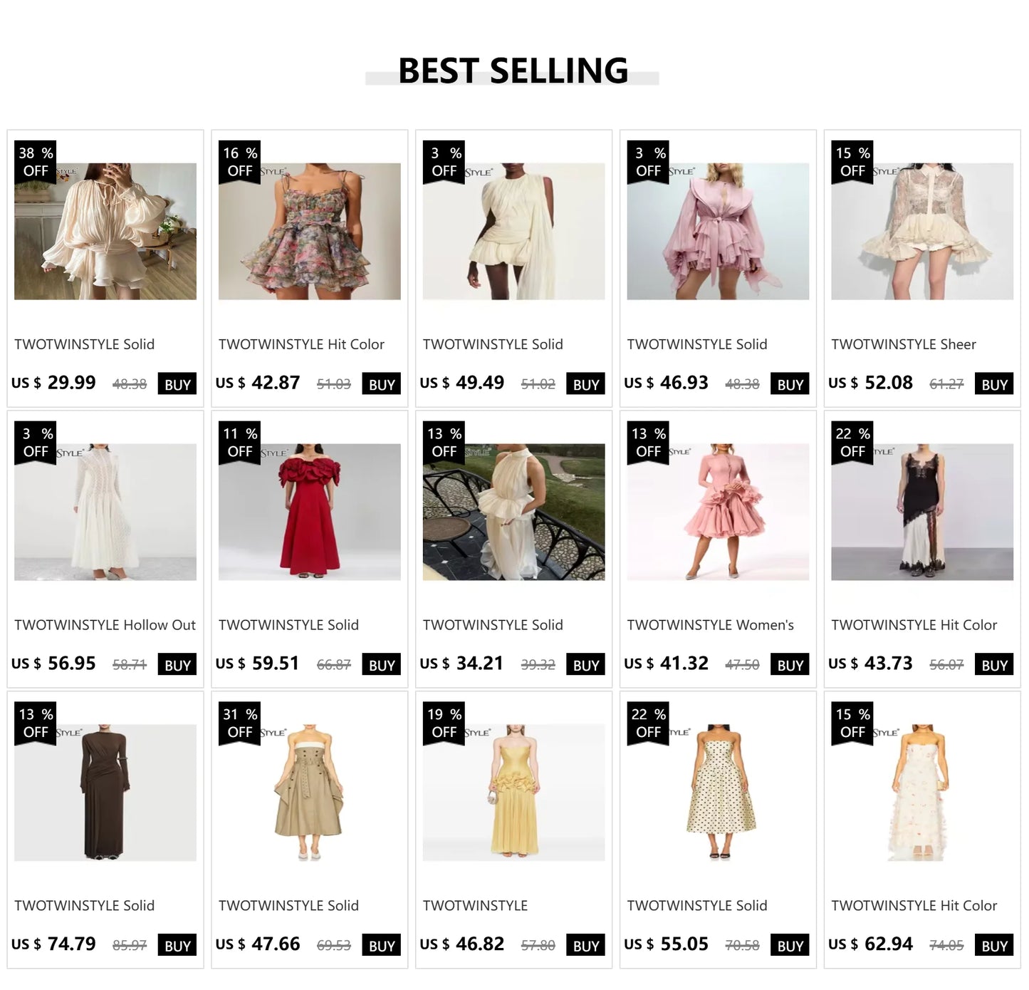 TWOTWINSTYLE Solid Blouse Mini Dresses For Women V Neck Long Sleeve Spliced Lace Up.