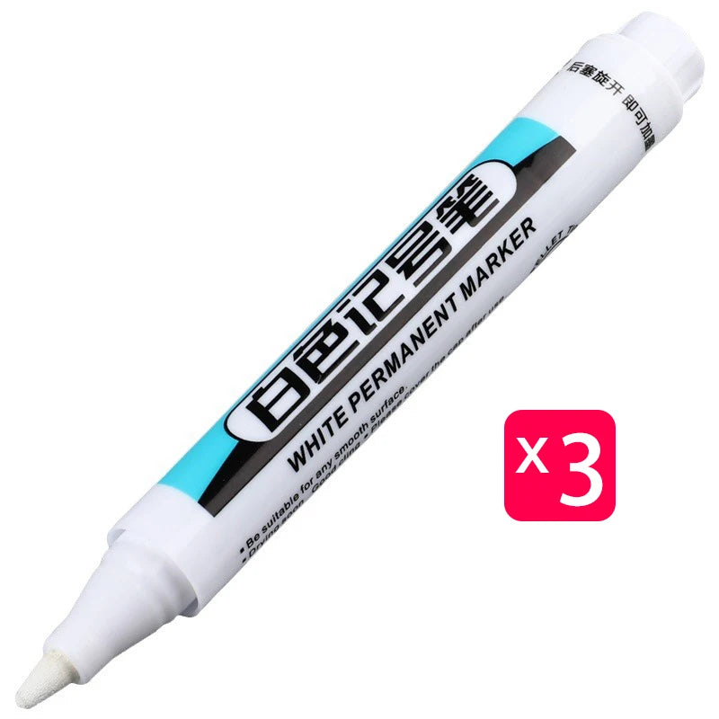 White Marker Oily Fine Tip Courier Waterproof Non-Fading, Card Tire Glass Highlighter.
