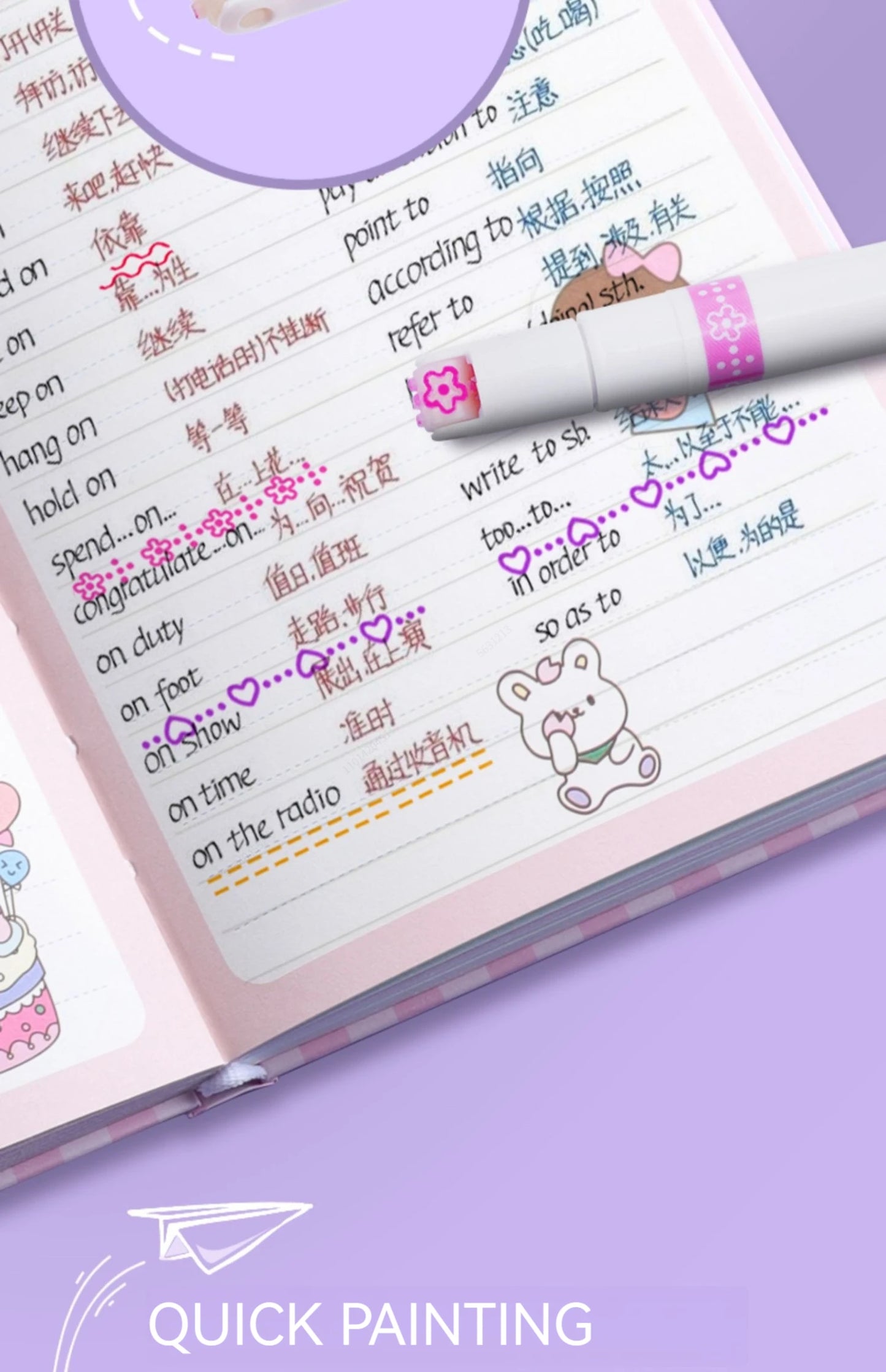 Flower Line Shape Highlighter Pen Roller Tip Curve Liner Marker.