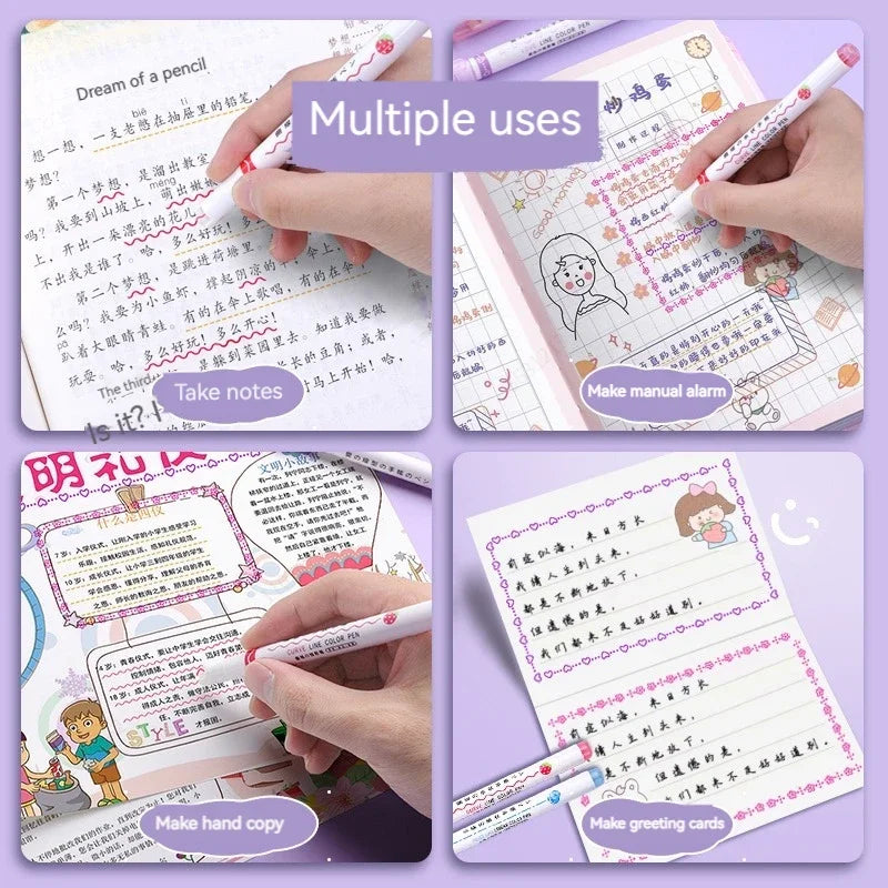 Flower Line Shape Highlighter Pen Roller Tip Curve Liner Marker.