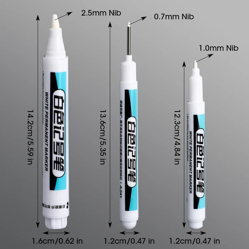 White Marker Oily Fine Tip Courier Waterproof Non-Fading, Card Tire Glass Highlighter.