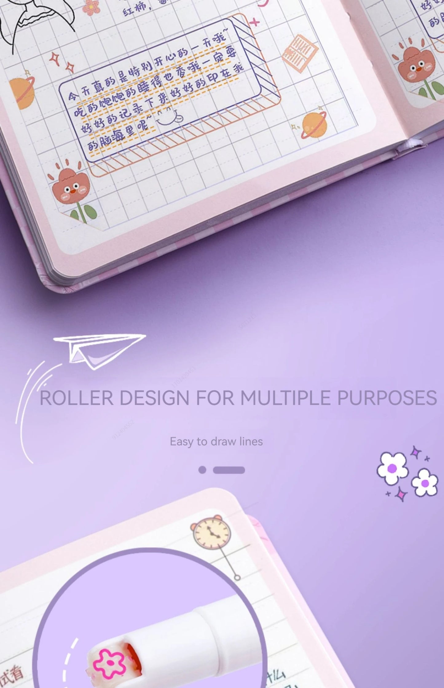 Flower Line Shape Highlighter Pen Roller Tip Curve Liner Marker.