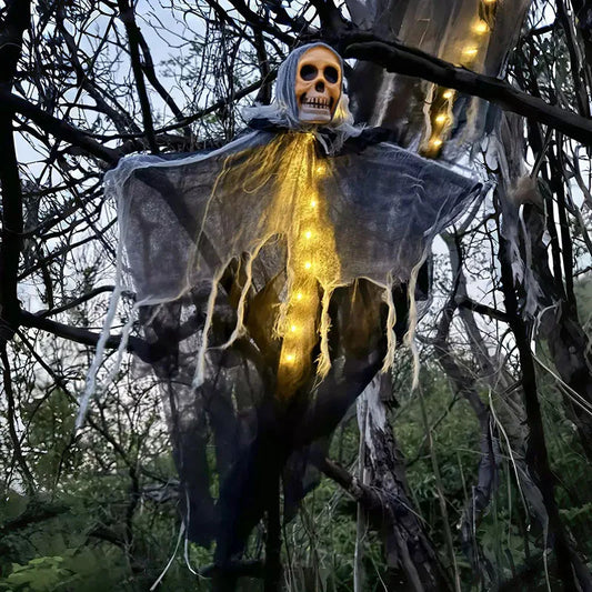 1pcs Halloween Glowing Skull Skeleton Gauze Hanging Ghost.