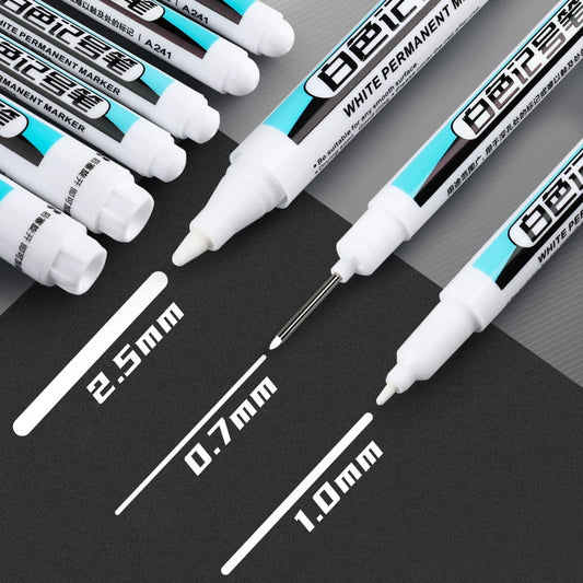 White Marker Oily Fine Tip Courier Waterproof Non-Fading, Card Tire Glass Highlighter.