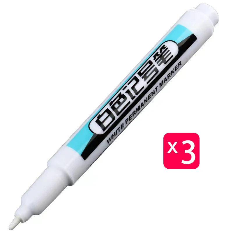 White Marker Oily Fine Tip Courier Waterproof Non-Fading, Card Tire Glass Highlighter.