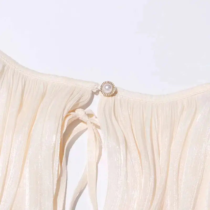 TWOTWINSTYLE Solid Blouse Mini Dresses For Women V Neck Long Sleeve Spliced Lace Up.